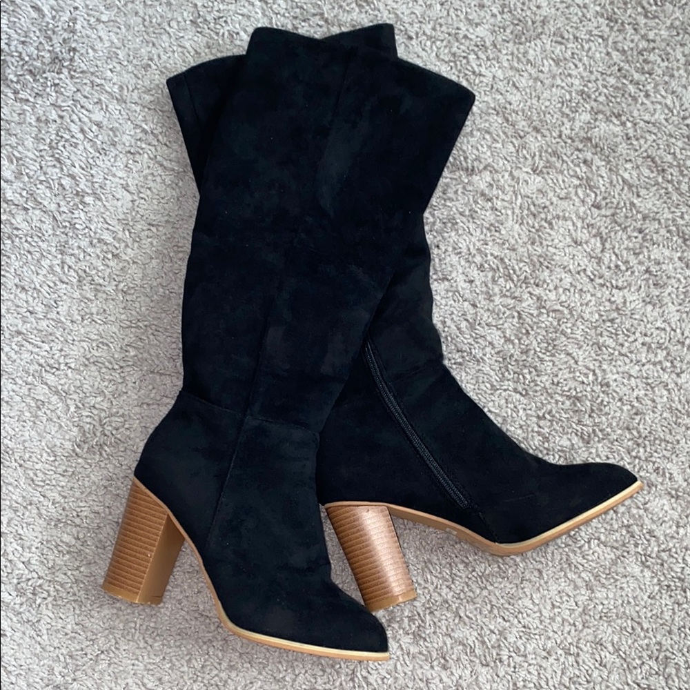 SHEIN Black Chic Knee-High Boots
